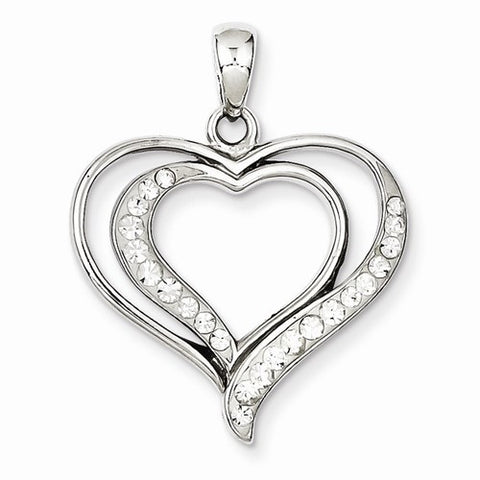 Sterling Silver Rhodium Plated Stellux Crystal Heart pendant, Fine Pendants for Necklace