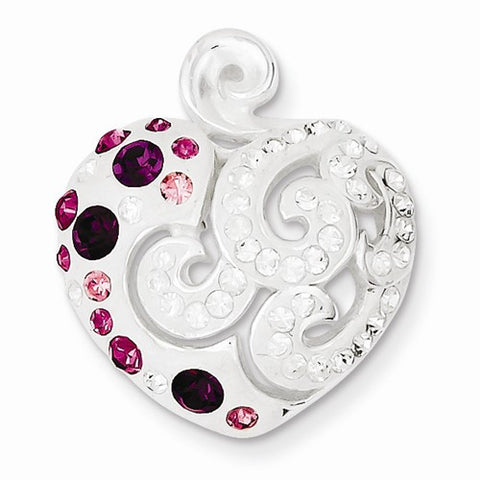Sterling Silver Pink and White Stellux Crystal Heart Pendant, Pendants for Necklace