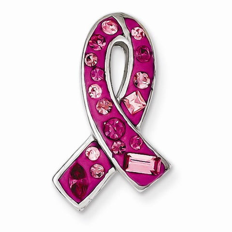 Sterling Silver Pink Stellux Crystal Ribbon Slide Pendant, Pendants for Necklace