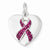 Sterling Silver Stellux Pink Awareness Ribbon w/ Heart Pendant, Pendants for Necklace