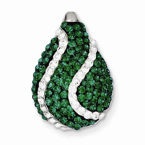Sterling Silver Green & White Stellux Crystal Slide Pendant, Pendants for Necklace
