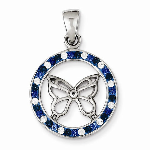 Sterling Silver Rhodium Plated Stellux Crystal Butterfly Pendant, Pendants for Necklace