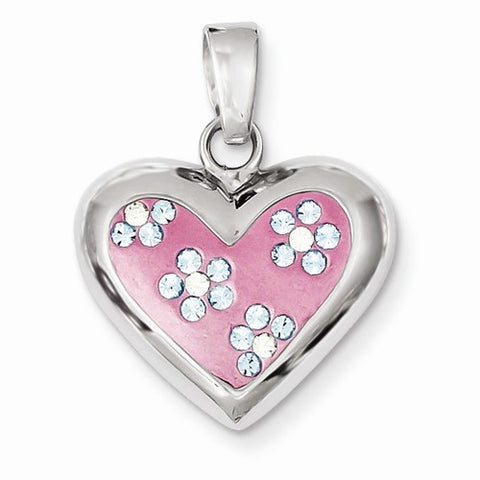 Sterling Silver Rhodium & Ferido Stellux Crystal Heart pendant, Alluring Pendants for Necklace