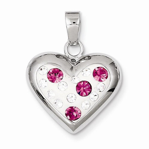 Sterling Silver Rhodium & Ferido Stellux Crystal Heart pendant, Appealing Pendants for Necklace