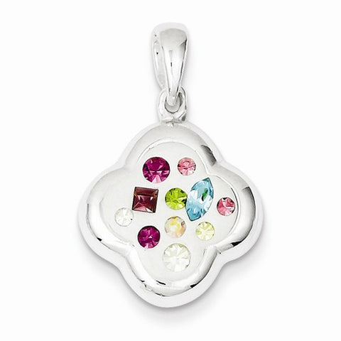 Sterling Silver Multi-Color Stellux Crystal & White Pendant, Pendants for Necklace