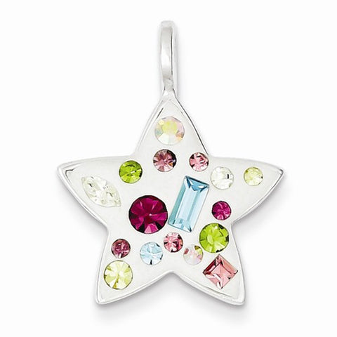 Sterling Silver Multi Stellux Crystal Star Pendant, Pendants for Necklace