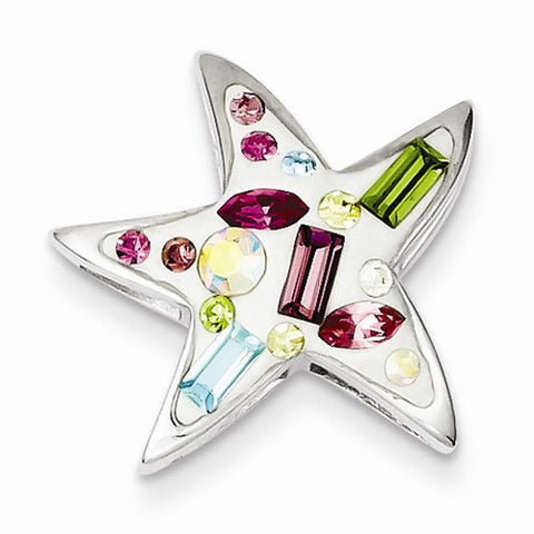Sterling Silver Rhodium Plated Stellux Crystal Star Slide Pendant, Pendants for Necklace