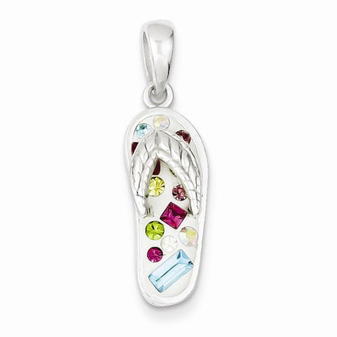 Sterling Silver Multi-Color Stellux Crystal Flip-flop Pendant, Pendants for Necklace