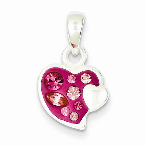 Sterling Silver Pink Stellux Crystal Heart Pendant, Pendants for Necklace