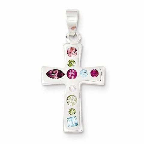 Sterling Silver Stellux Crystal & White Cross Pendant, Pendants for Necklace