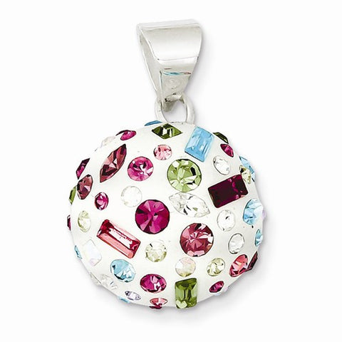 Sterling Silver Multi-Stellux Crystal & White Round Pendant, Pendants for Necklace