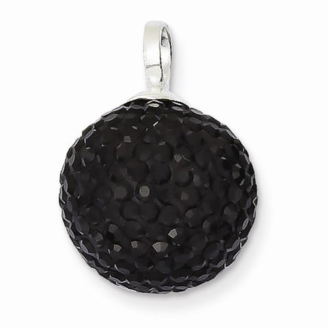 Sterling Silver Stellux Crystal 14mm Black Ball Pendant, Pendants for Necklace