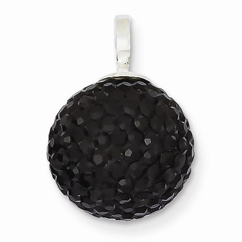 Sterling Silver Stellux Crystal 12mm Black Ball Pendant, Pendants for Necklace