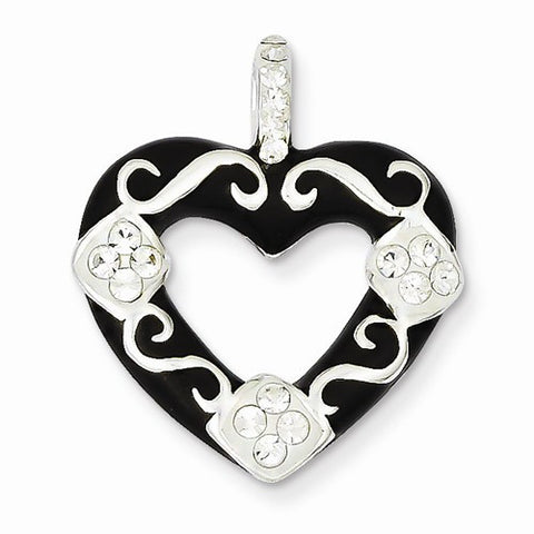 Sterling Silver Stellux Crystal/Black Heart Pendant, Pendants for Necklace