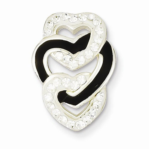 Sterling Silver Enameled Stellux Crystal Slide Pendant, Pendants for Necklace