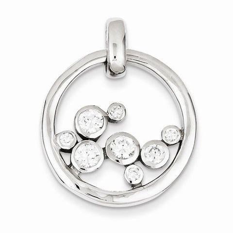 Sterling Silver Rhodium Plated CZ Open Circle pendant, Gorgeous Pendants for Necklace