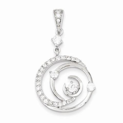 Sterling Silver CZ Swirled Hanging Circle Pendant, Pendants for Necklace