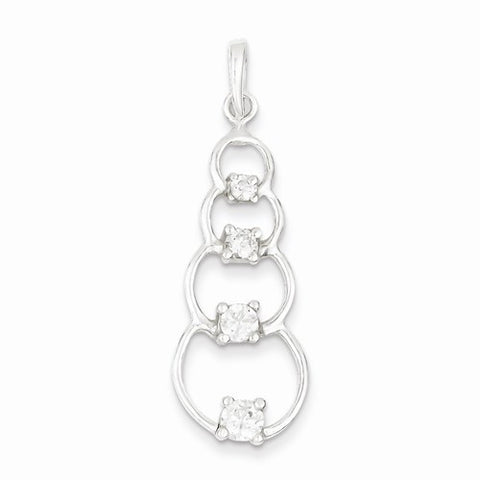 Sterling Silver Polished CZ pendant, Stylish Pendants for Necklace