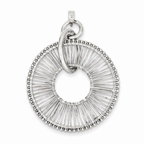 Sterling Silver Rhodium Plated Wire Wrap Circle Pendant, Pendants for Necklace