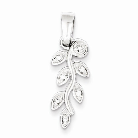 Sterling Silver Rhodium Plated Stellux Crystal Leaf Branch Pendant, Pendants for Necklace