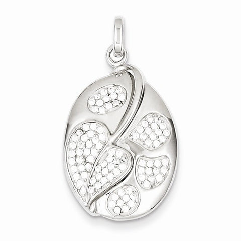 Sterling Silver Micro Pave Heart and Circles Oval Pendant, Pendants for Necklace
