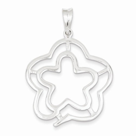 Sterling Silver Polished Flower pendant, Beautiful Pendants for Necklace