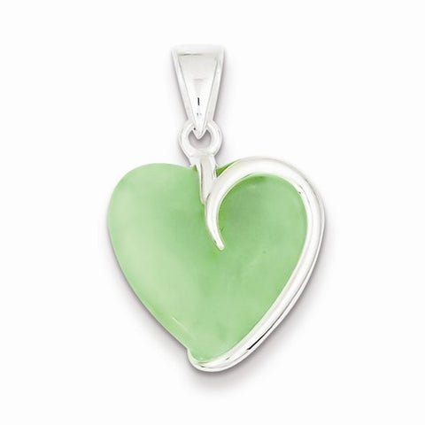 Sterling Silver Green Heart Pendant, Pendants for Necklace