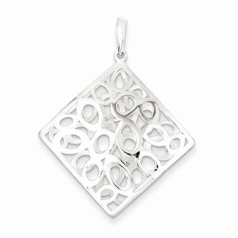 Sterling Silver Polished Square with Circles Pendant, Pendants for Necklace