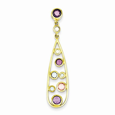 Sterling Silver Gold Plated CZ & Glass pendant, Stylish Pendants for Necklace