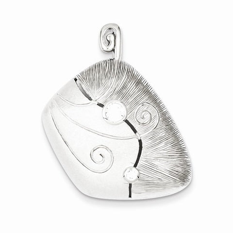 Sterling Silver CZ & Matte Curl Pendant, Pendants for Necklace