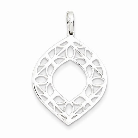 Sterling Silver Polished Filigree Pendant, Pendants for Necklace