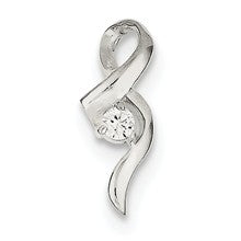 Sterling Silver CZ Ribbon Charm hide-image