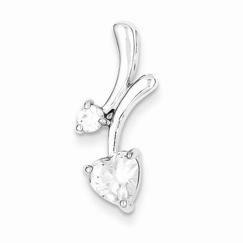 Sterling Silver Rhodium Plated CZ Heart Pendant, Appealing Pendants for Necklace