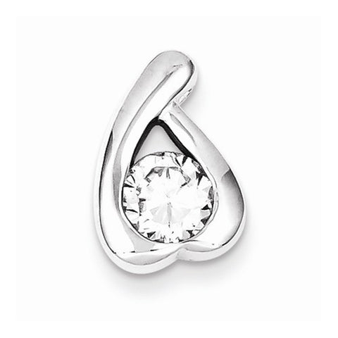 Sterling Silver Rhodium Plated CZ Heart Pendant, Beautiful Pendants for Necklace