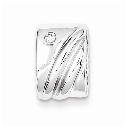 Sterling Silver Rhodium Plated CZ Reversible Slide Pendant, Pendants for Necklace