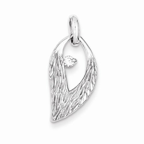 Sterling Silver Rhodium Plated CZ Leaf Pendant, Pendants for Necklace