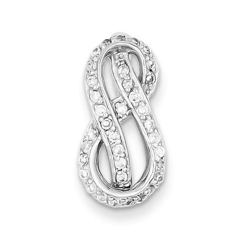 Sterling Silver Rhodium Plated CZ Slide Pendant, Stylish Pendants for Necklace