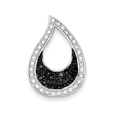 Sterling Silver CZ Black & Clear Teardrop Pendant, Pendants for Necklace