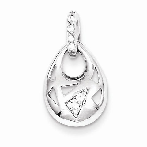 Sterling Silver Rhodium Plated CZ Pendant, Alluring Pendants for Necklace