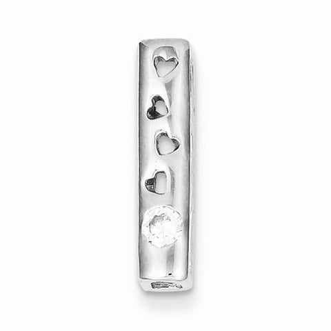 Sterling Silver Rhodium Plated CZ Pendant, Charm