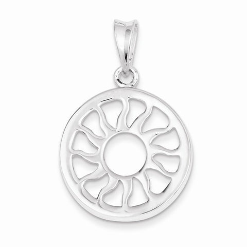 Sterling Silver Polished Sun Pendant, Pendants for Necklace