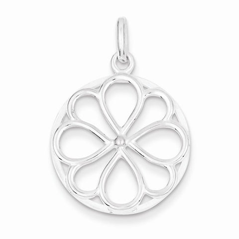 Sterling Silver Circle & Flower Pendant, Pendants for Necklace