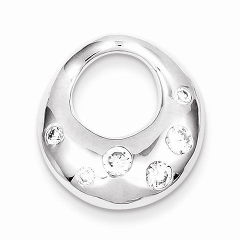 Sterling Silver Rhodium Plated CZ Circle Slide Pendant, Pendants for Necklace