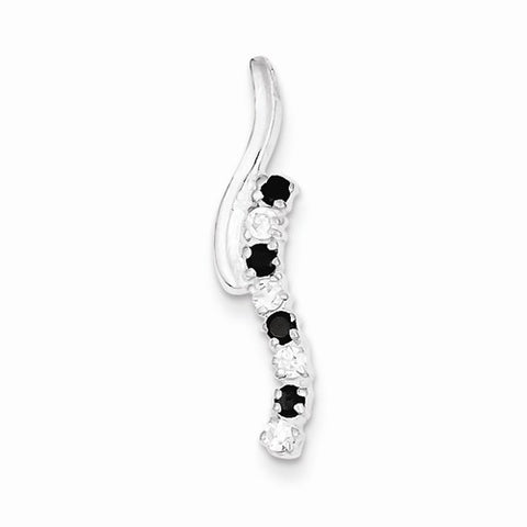 Sterling Silver Black & White CZ Slide Pendant, Pendants for Necklace