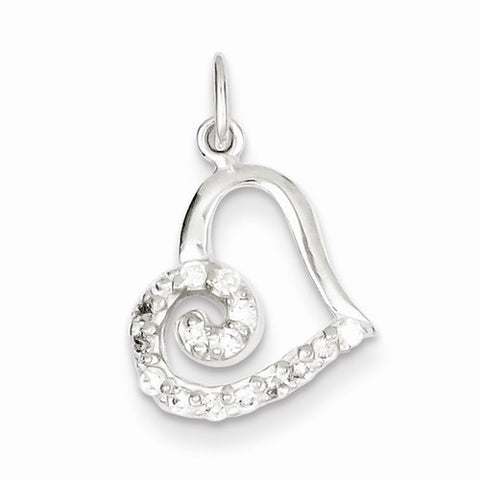 Sterling Silver CZ Heart Pendant, Lovely Pendants for Necklace