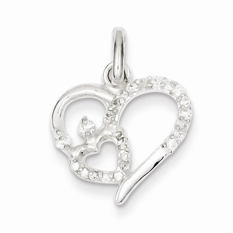 Sterling Silver CZ Double Heart pendant, Stylish Pendants for Necklace