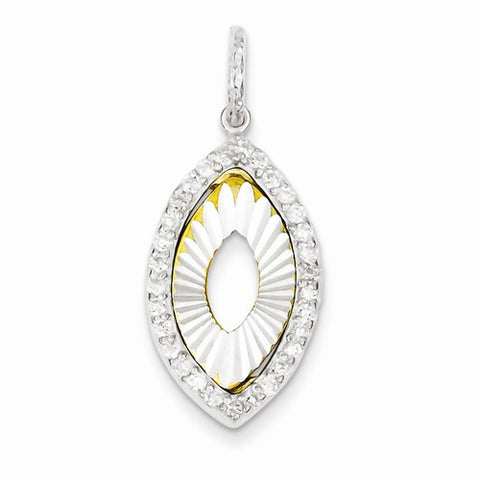 Sterling Silver and Flash Gold Plated CZ Diamond Cut Pendant, Pendants for Necklace