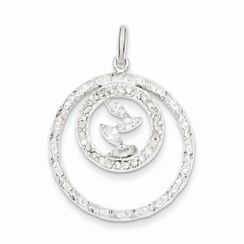 Sterling Silver CZ Diamond Cut Circles Pendant, Pendants for Necklace
