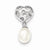 Sterling Silver Rhodium Plated Heart & White FW Cultured Pearl Slide Pendant, Pendants for Necklace