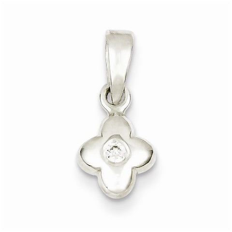 Sterling Silver CZ Small Flower Pendant, Pendants for Necklace